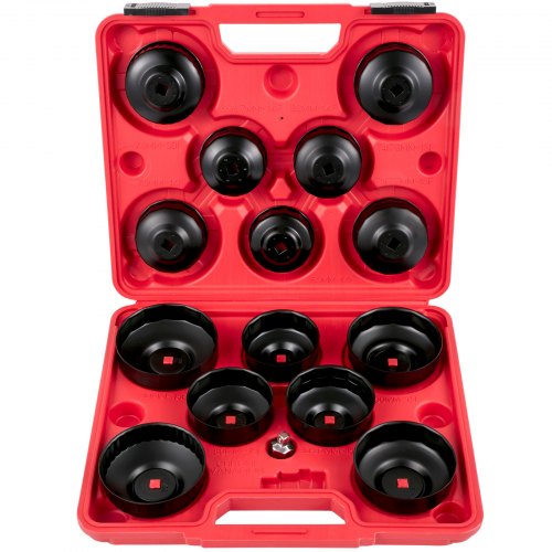 VEVOR Oil Filter Socket Set, 14 Pcs Oil Filter Wrench Set, Sturdy Steel Oil Filter Socket, 3-8" Oil Filter Socket, Low Profile Oil Filter Socket Set F