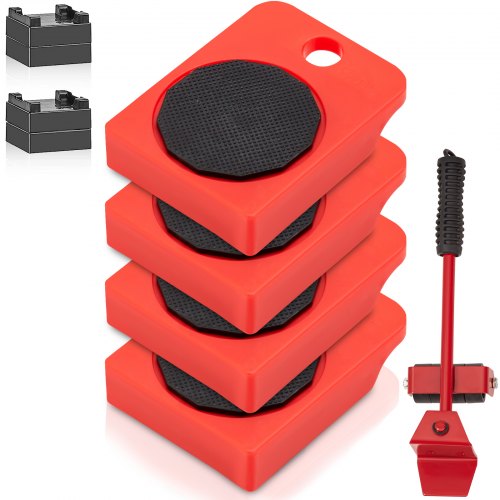 VEVOR Furniture Dolly, 4 Pack Plastic Furniture Mover Sliders with 4 PP Wheels & 360° Rotation Non-Slip Cap, 250Lbs Capacity Furniture Lift Mover Tool