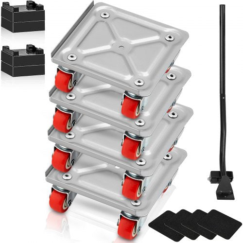 VEVOR Furniture Dolly, Furniture Moving Dollies with 360° PP Swivel Wheels & Carbon Steel Panel, 250 Lbs Capacity Furniture Lift Mover Tool Set for Mo