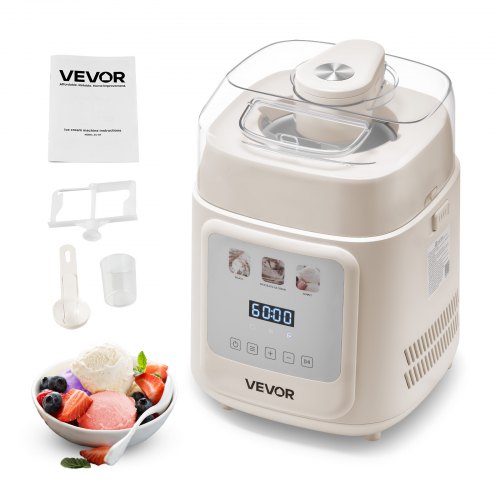 VEVOR Upright Automatic Ice Cream Maker with Built-in Compressor, 1 Quart No Pre-freezing Gelato Maker & Frozen Yogurt Machine, 4 Modes Electric Sorbe
