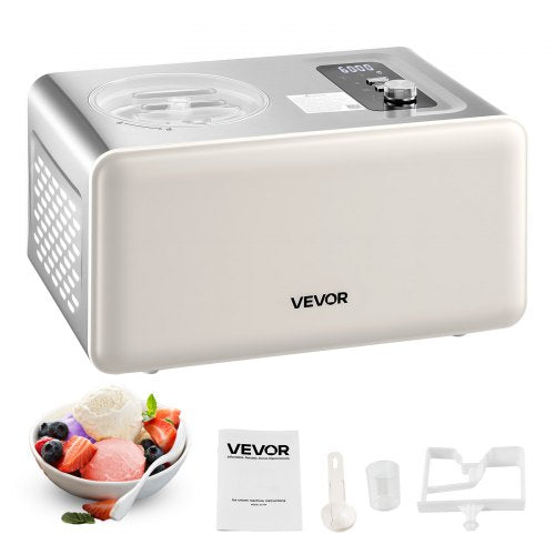 VEVOR Automatic Ice Cream Maker with Built-in Compressor, 2 Quart No Pre-freezing Gelato Maker, Electric Sorbet-Maker, 3 Modes Compressor Ice Cream Ma