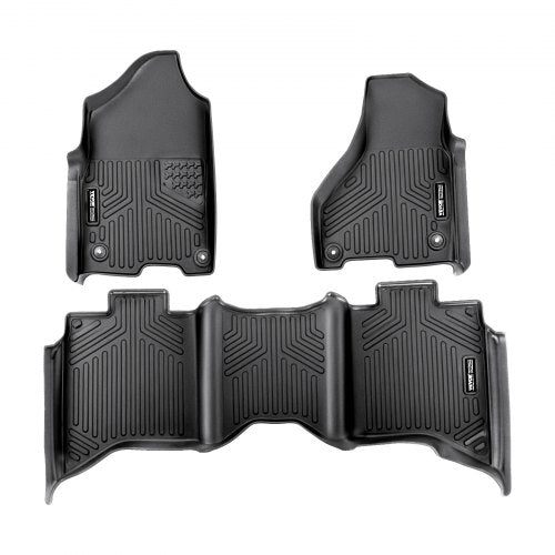 VEVOR Automotive Floor Mats, Fits Dodge Ram 1500-2500-3500, Crew Cab Only 1500 Classic 2013-2018-2019-2022, 3 pcs Front and 2nd Row Liners, All Weathe