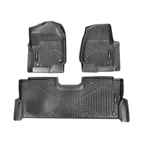 VEVOR Automotive Floor Mats, Fits for Ford F250 F350 F450 F550 2017-2024 2025 Super Duty Crew Cab Bucket Seat with Under Seat Storage, 3 pcs Front and