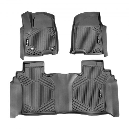 VEVOR Automotive Floor Mats, Fits for Chevrolet Silverado-GMC Sierra 1500, 2500-3500 HD 2019-2024-2020-2024, 3 pcs Front and 2nd Row Liners, All Weath