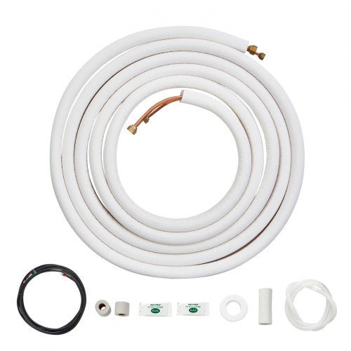 VEVOR 25FT Mini Split Line Set, 1-4" & 3-8" O.D Copper Pipes Tubing and Triple-Layer Insulation, for Air Conditioning or Heating Pump Equipment & HVAC