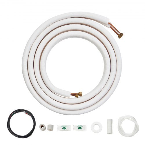 VEVOR 16FT Mini Split Line Set, 1-4" & 3-8" O.D Copper Pipes Tubing and Triple-Layer Insulation, for Air Conditioning or Heating Pump Equipment & HVAC