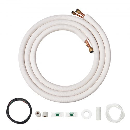 VEVOR 16FT Mini Split Line Set, 3-8" & 5-8" O.D Copper Pipes Tubing and Triple-Layer Insulation, for Air Conditioning or Heating Pump Equipment & HVAC