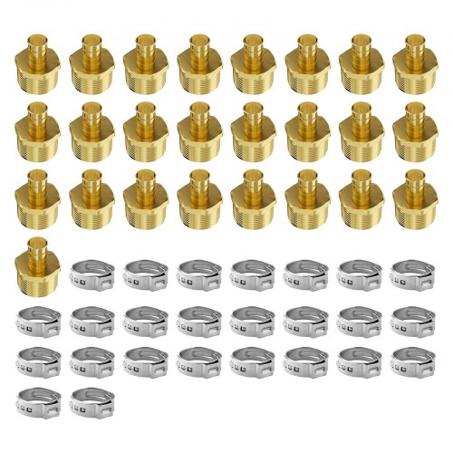 VEVOR Pipe Fittings, 1-2" 25PCS Brass Pipe Fittings, Clamp-style 1-2 NPT External Thread Pipe Connector Brass Air Fittings, Plumbing Fittings NPT Adap