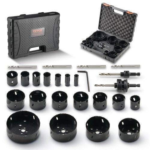 VEVOR Hole Saw Kit, 18 PCS Saw Blades, 6 Drill Bits, 1 Hex Wrench, General Purpose Size from 3-4" to 4-1-2", Bi Metal M42 Hole Saw Set with Carrying C