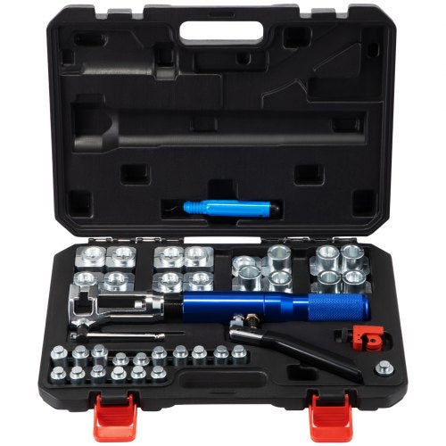 VEVOR Hydraulic Flaring Tool Kit, 45° Double Flaring Tool, Brake Repair Brake Flaring Tools for 3-16"-1-2", Brake Flare Tool with Tube Cutter and Debu