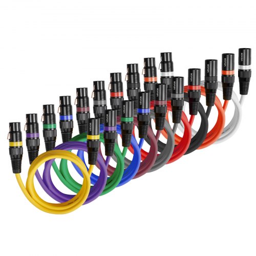 VEVOR XLR Cable 6.5 ft, 10 Pack, Shielded Balanced DMX Male to Female Microphone Cables, Gold-Plated 3-Pin XLR Mic Speaker Cord Wire, for Stage Lighti