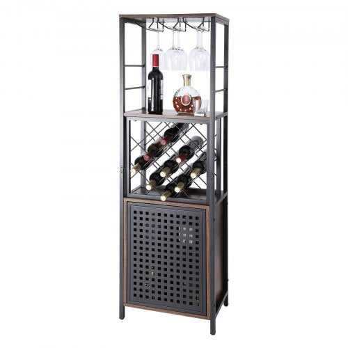 VEVOR 18 Inch Industrial Bar Cabinet, Wine Table for Liquor and Glasses, Sideboard Buffet Cabinet with Glass Holder & Wine Rack, Freestanding Farmhous