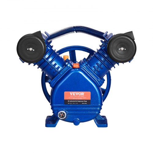 VEVOR Air Compressor Pump Head, 3HP 6.25CFM @ 90PSI, Twin Cylinder Oil Lubricated Air Compressor Piston Pump Head, Single Stage V-Type Cast Iron Air C