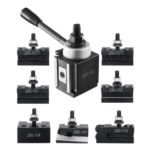 VEVOR Quick Change Tool Post Set, 8 Pcs, Includes Lathe Tool Holders, Wedge Type Tool Post with Turning Tool Holder Accessories, Fit for Mini Lathe &