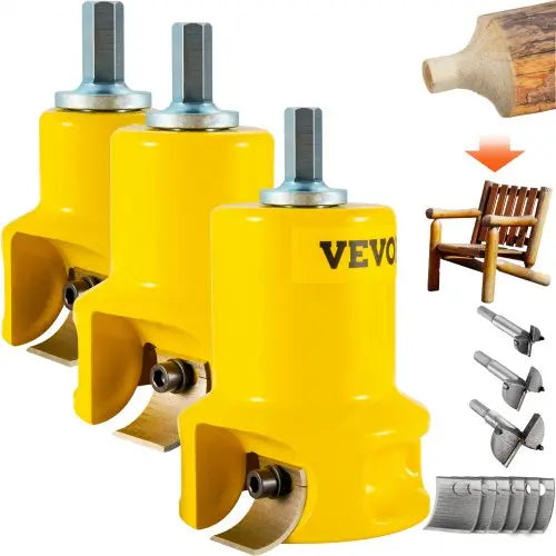VEVOR Tenon Cutter, 1\"/25.4mm & 1.5\"/38mm & 2\"/50.8mm, with Dual Curved Blades & Button Screws Home Master Kit, Premium Aluminum & Steel Log Furnit Matron Inn
