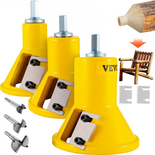 VEVOR Tenon Cutter, 1"-25.4mm & 1.5"-38mm & 2"-50.8mm, Premium Aluminum and Steel Log Furniture Cutter, with Dual Straight Blades & Button Screws Home
