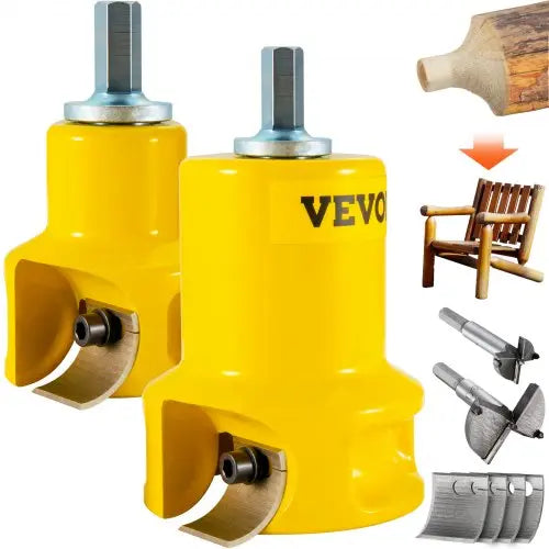 VEVOR Tenon Cutter, 1\"/25.4mm & 2\"/50.8mm Diameter, with Dual Curved Blades & Button Screws Home Master Kit, Premium Aluminum & Steel Log Furniture Matron Inn