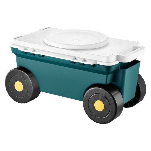 VEVOR Garden Scooter with Seat, 2 in 1 Rolling Garden Cart with Storage Bin, Supports up to 227 lbs, Outdoor Wagon with Handle, Lightweight Storage Ga