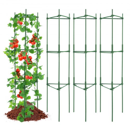 VEVOR 4 Packs Tomato Cages for Garden, 1620 mm Tomato Trellis Plant Stakes Support, Stackable Tall Plant Support Cage, for Raised Garden Bed, Vegetabl