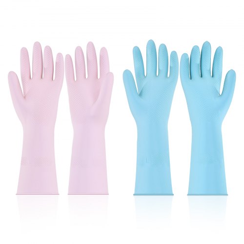 VEVOR Reusable Dishwashing Gloves, 2 Pairs Colorful Reusable Household Kitchen Cleaning Gloves for Washing Dishes and Cleaning Tasks, Flexible Long-la