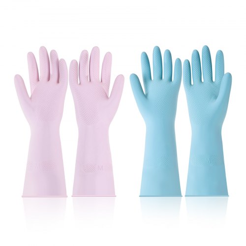 VEVOR Reusable Dishwashing Gloves, 2 Pairs Colorful Reusable Household Kitchen Cleaning Gloves for Washing Dishes and Cleaning Tasks, Flexible Long-la