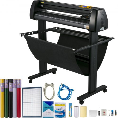 VEVOR Vinyl Cutter, 34Inch Bundle, Vinyl Cutter Machine, Manual Vinyl Printer, LCD Display Plotter Cutter Sign Cutting with Signmaster Software for De