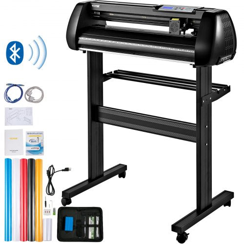 VEVOR Vinyl Cutter Machine, 28in Offline Bluetooth Cutting Plotter Machine, 400in-10m Steel Roller Shaft Adjustable Speed Force, SignMaster Software T