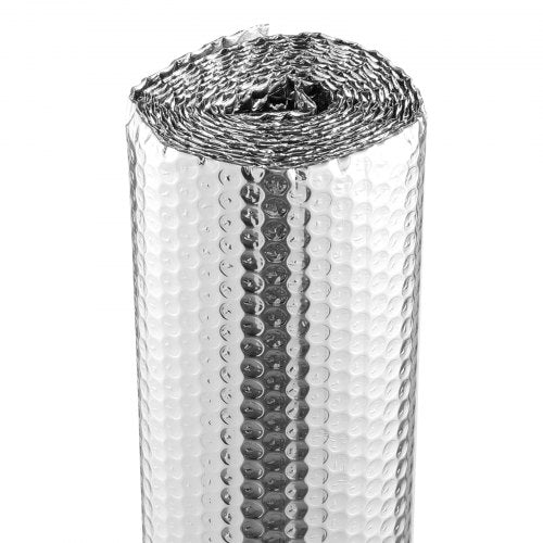 VEVOR Double Reflective Insulation Roll, Air Bubble Film Radiant Barrier, 3.2 mm 48 in x 10 ft, Double-Sided Aluminum Foil Bubble Heat Reflective Shie