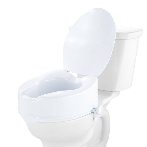 VEVOR Raised Toilet Seat, 6" Height Raised, 300 lbs Weight Capacity, Universal Toilet Seat Riser, Screw Rod Locking, with Toilet Seat, for Elderly, Ha