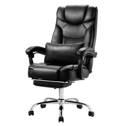 VEVOR Executive Chair, High Back Office Chair with Footrest and Lumbar Pillow, Ergonomic Desk Chair 135° Recline & Adjustable Height, PU Leather Swive