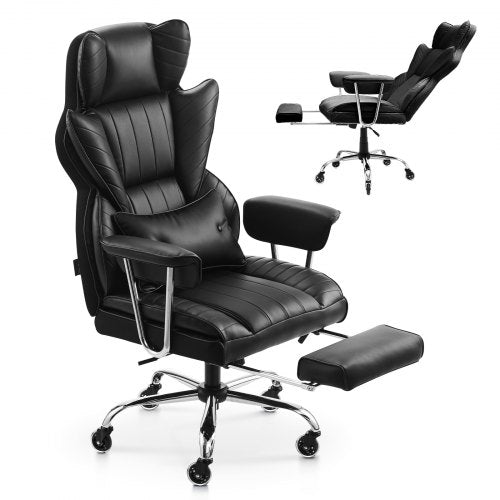 VEVOR Executive Office Chair, High Back Chair with Footrest and Removable Armrests, Ergonomic Desk Chair High-Resilience Foam Cushion, PU Leather Swiv