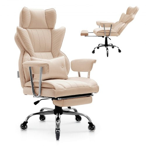 VEVOR Executive Office Chair with Footrest, 400lb Capacity Office Chair with Lumbar Pillow & Removable Armrests, Heavy Duty Ergonomic Chair, PU Leathe