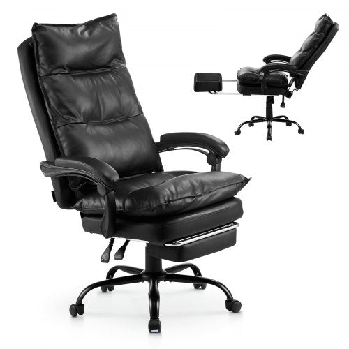 VEVOR Executive Office Chair, High Back Chair with Footrest and Lumbar Pillow, Ergonomic Desk Chair 135° Recline & Adjustable Height, PU Leather Swive
