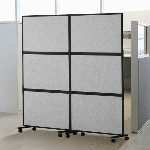 VEVOR Office Divider, 2 Panel Office Partition, Freestanding Office Divider Wall Partition & Privacy Divider Reduce Noise and Room Separation, Light G