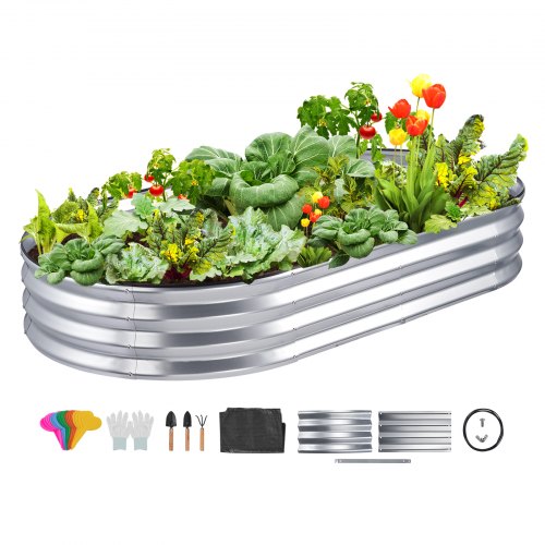 VEVOR Raised Garden Bed, 6 x 3 x 0.9 ft Galvanized Metal Planter Box, Outdoor Planting Boxes with Open Base, for Growing Flowers-Vegetables-Herbs in B