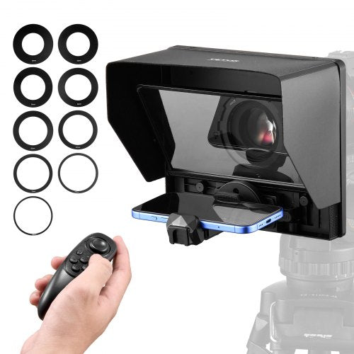 VEVOR Teleprompter, 10" Aluminum Alloy, Desktop Prompter with Adjustable Spectroscope, Remote Control, for YouTube, Twitch, Zoom, Supports DSLR-Webcam