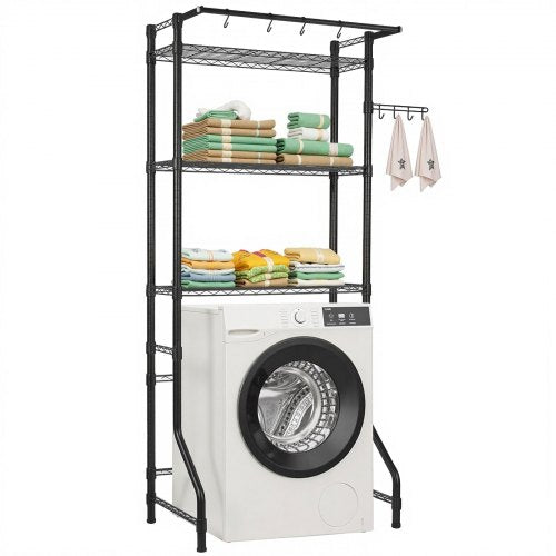 VEVOR Over Washer and Dryer Storage Shelf, 3 Tiers Laundry Room Drying Rack with Hanger Rod and Hooks, Single Row Adjustable Washer Shelves Space Save