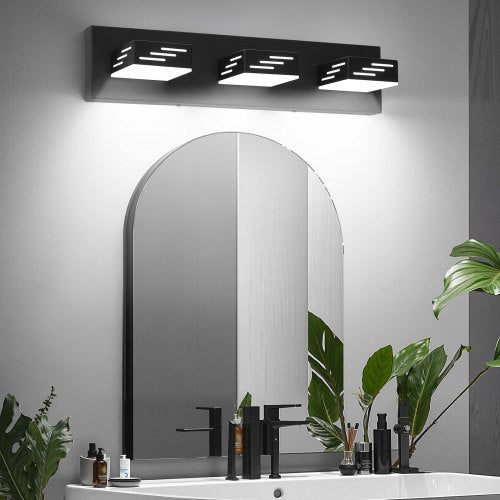 VEVOR 3-Light LED Modern Vanity Light Fixtures, 19.69-Inch, Black Finish Bathroom Wall Lighting Fixture Over Mirror, with IP44 Waterproof, for Bathroo