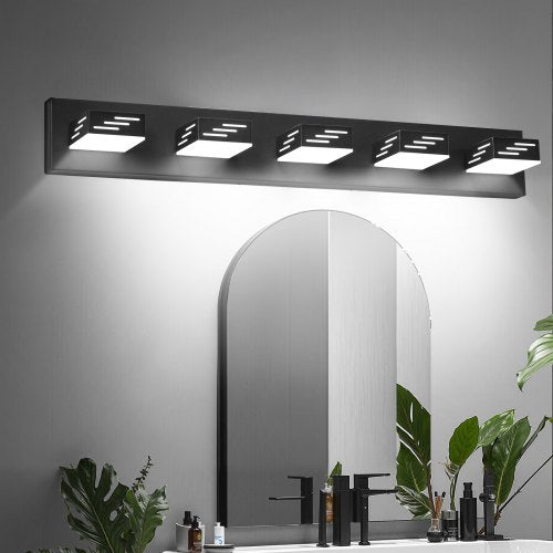 VEVOR 5-Light LED Modern Vanity Light Fixtures, 33.46-Inch, Black Finish Bathroom Wall Lighting Fixture Over Mirror, with IP44 Waterproof, for Bathroo