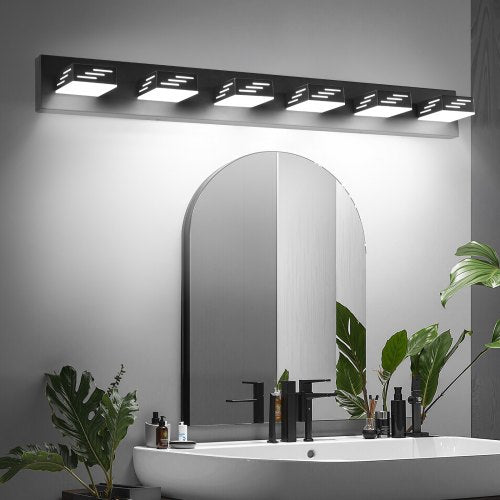VEVOR 6-Light LED Modern Vanity Light Fixtures, 40.35-Inch, Black Finish Bathroom Wall Lighting Fixture Over Mirror, with IP44 Waterproof, for Bathroo