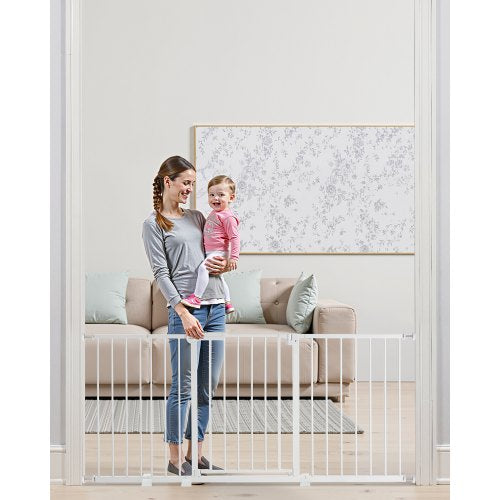 VEVOR Baby Gate, 60.6-63.3 Inches Adjustable Width, 30 Inches High Dog Gate, Easy Step Walk Thru, for Child Pet Security, Pressure Mount Kit, Wall Cup