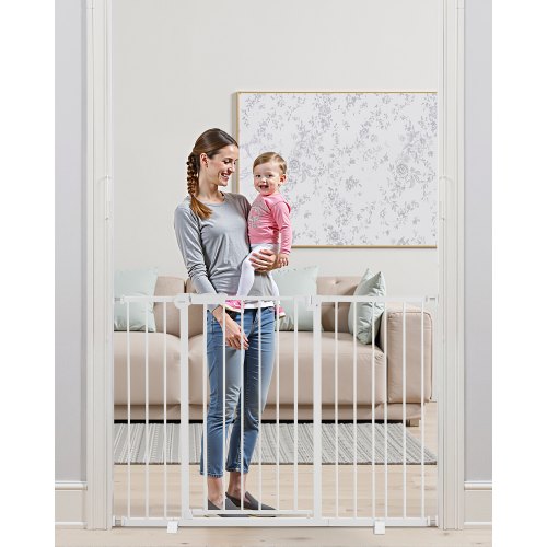 VEVOR Baby Gate, 26-48 Inches Adjustable Width, 36 Inches High Dog Gate, Easy Step Walk Thru, for Child Pet Security, Pressure Mount Kit, Wall Cups, O