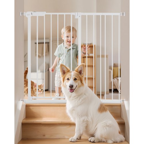 VEVOR Baby Gate, 26-40 Inches Adjustable Width, 36 Inches High Dog Gate, Easy Step Walk Thru, for Child Pet Security, Pressure Mount Kit, Wall Cups, O