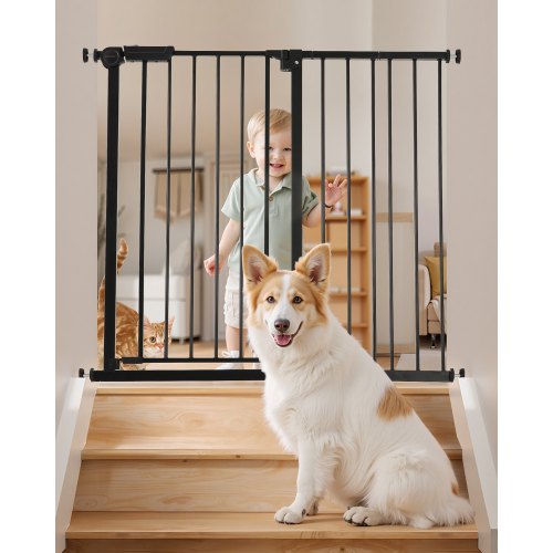 VEVOR Baby Gate, 26-40 Inches Adjustable Width, 36 Inches High Dog Gate, Easy Step Walk Thru, for Child Pet Security, Pressure Mount Kit, Wall Cups, O