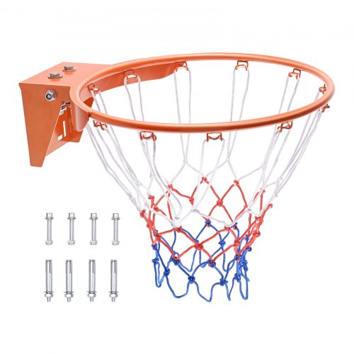 VEVOR Basketball Rim, Wall Door Mounted Basketball Hoop, Heavy Duty Q235 Basketball Flex Rim Goal Replacement with Net, Standard 18" Indoor and Outdoo