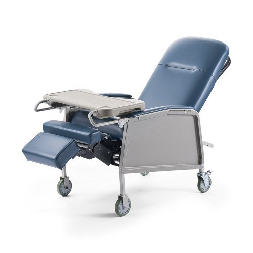 VEVOR Geri Chair Recliner, 3-Position Reclining Geri Chair, Movable Medical Recliner Chairs with 4 Wheels, Soft Padded Seat & Detachable Tray, Ideal f