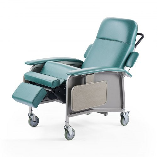 VEVOR Geri Chair Recliner, 4-Position Reclining Geri Chair, Trendelenburg Medical Recliner Chair with 4 Wheels, Soft Padded Seat & 2 Trays for Hospita