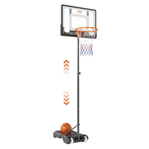 VEVOR Basketball Hoop, 5-7 ft Adjustable Height Portable Backboard System, 32 inch Basketball Hoop & Goal, Kids & Adults Basketball Set with Wheels, S