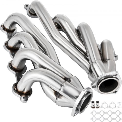 VEVOR Exhaust Header Set 1 5-8" Exhaust Turbo Headers, Stainless Steel Exhaust Manifold Headers, Shorty Engine Conversion LS Swap Exhaust Headers for