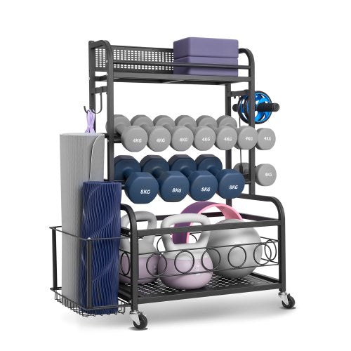 VEVOR Home Gym Workout Equipment Organizer Yoga Mat Storage Weight Rack Dumbbell 870 x 405 x 1010 mm